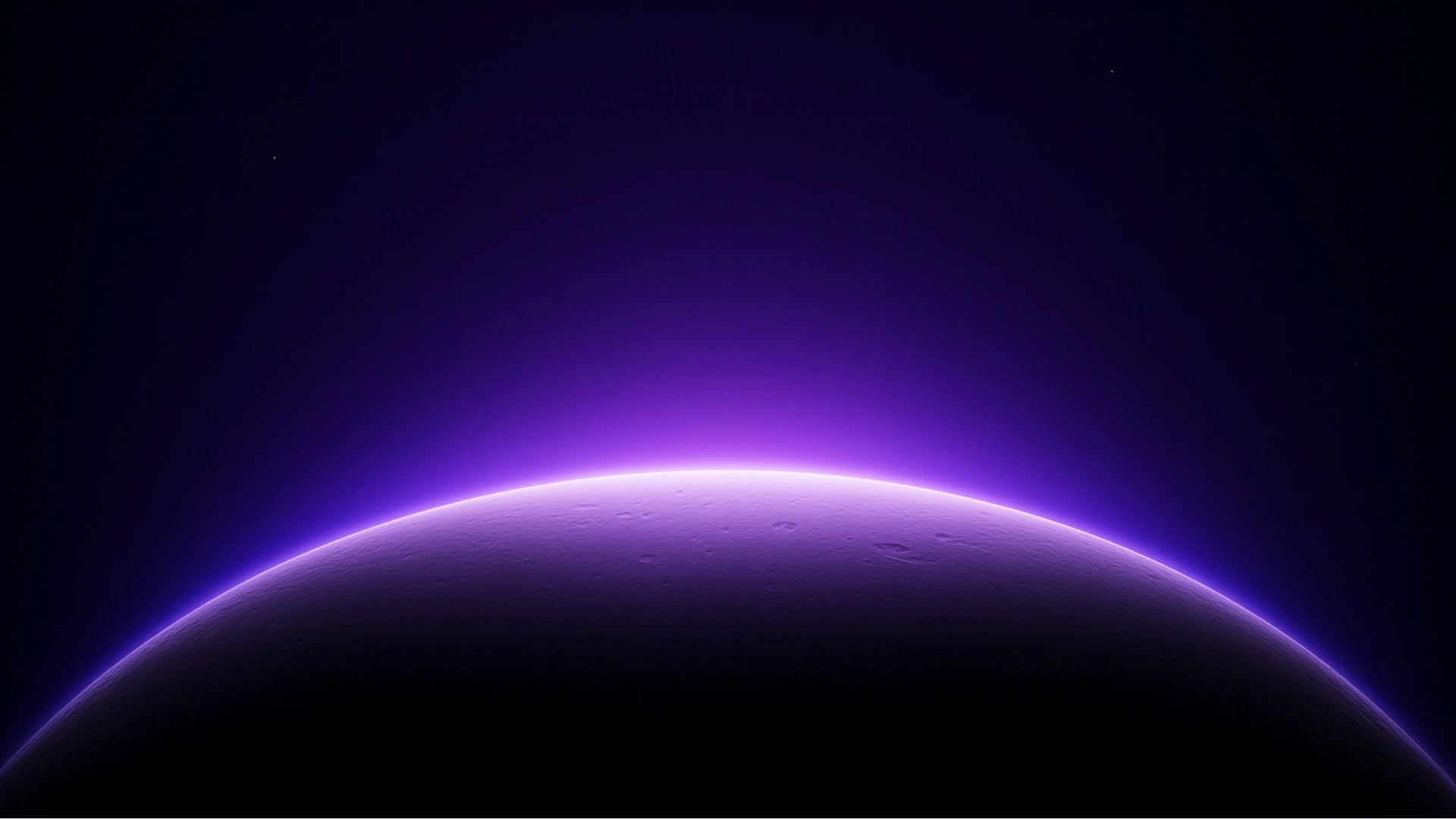 Futuristic planet with purple glowing horizon