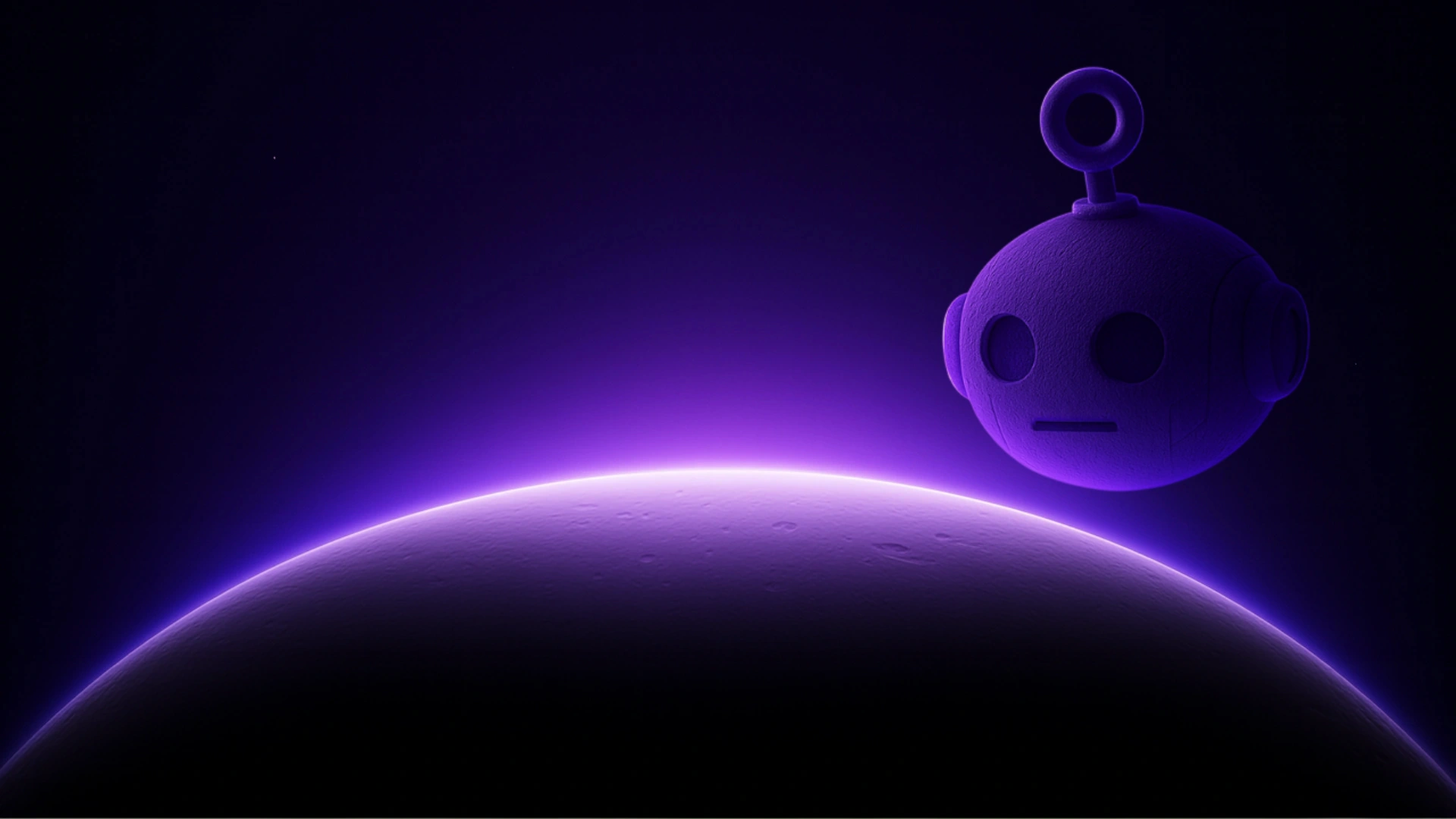 Futuristic planet with purple glowing horizon